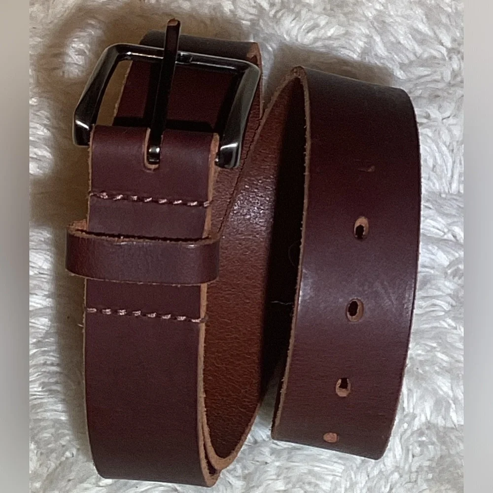 Nickel Smart brown leather belt size 36